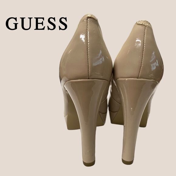 Guess Beige Patent Platform Heels 6 - Picture 5 of 6